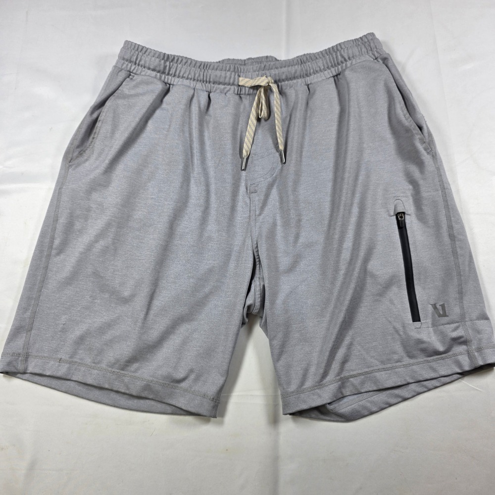 Vuori Mens Kore Shorts Heather Grey Athletic Training Size Large 7.5 Inch Inseam